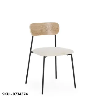 Set di 2 Sedie Genevieve in Acciaio E Compensato Impiallacciato Quercia Con Rivestimento Bouclé - Stile Moderno - Contemporaneo
