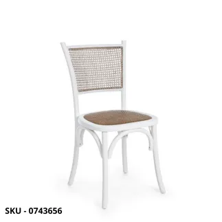 Sedia Carrel in Legno Olmo, Seduta, Schienale In Rattan Sintetico, Bianco, Nero, Rovere - Stile Moderno - Contemporaneo