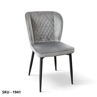 Set di 4 Sedie In Velluto Imbottite, Beige, Azzurro, Verde, Grigio chiaro e Grigio scuro - Stile Moderno - Contemporaneo