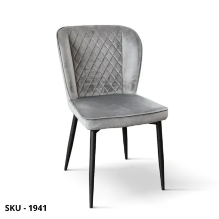 Set di 4 Sedie In Velluto Imbottite, Beige, Azzurro, Verde, Grigio chiaro e Grigio scuro - Stile Moderno - Contemporaneo