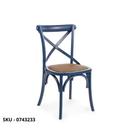 Sedia Cross Vintage In Legno Di Olmo E Rattan, in Vari Colori - Stile Moderno - Contemporaneo - Made in Italy –  50.5x52x87h cm