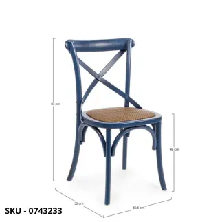 Sedia Cross Vintage In Legno Di Olmo E Rattan, in Vari Colori - Stile Moderno - Contemporaneo - Made in Italy –  50.5x52x87h cm