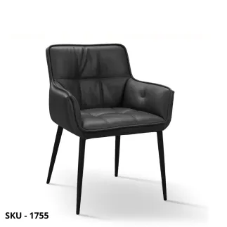 Set di 2 Sedie Imbottite in Ecopelle Grigio e struttura in Metallo – Stile Moderno - Contemporaneo