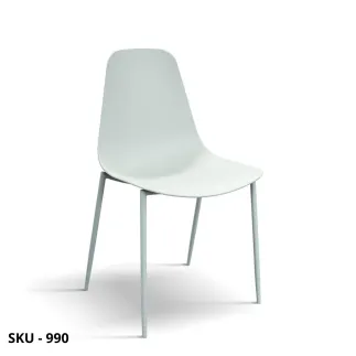 Set di 4 Sedie in Polipropilene con Gambe in Metallo Verniciato, Bianco, Arancione, Tortora e Grigio – Stile Moderno