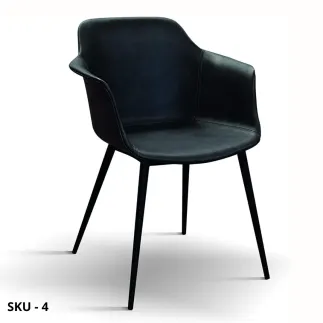 Set di 2 sedie Imbottite in Ecopelle, Marrone e Antracite con Struttura in Metallo - Stile Moderno  - Contemporaneo