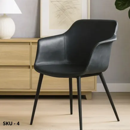 Set di 2 sedie Imbottite in Ecopelle, Marrone e Antracite con Struttura in Metallo - Stile Moderno  - Contemporaneo