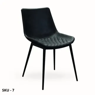 Set di 2 Sedie in Metallo Verniciato Nero con Imbottitura in Ecopelle, Antracite e Marrone -  Stile Moderno - Contemporaneo
