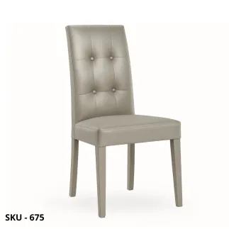 Set di 2 Sedie in Legno di Faggio con Rivestimento in Ecopelle Effetto Capitonné - Stile Moderno - Contemporaneo