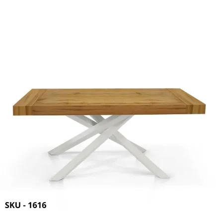 Tavolo allungabile in rovere nodato con 2 allunghe e gambe in metallo –  Stile Moderno, Contemporaneo – Made in Italy