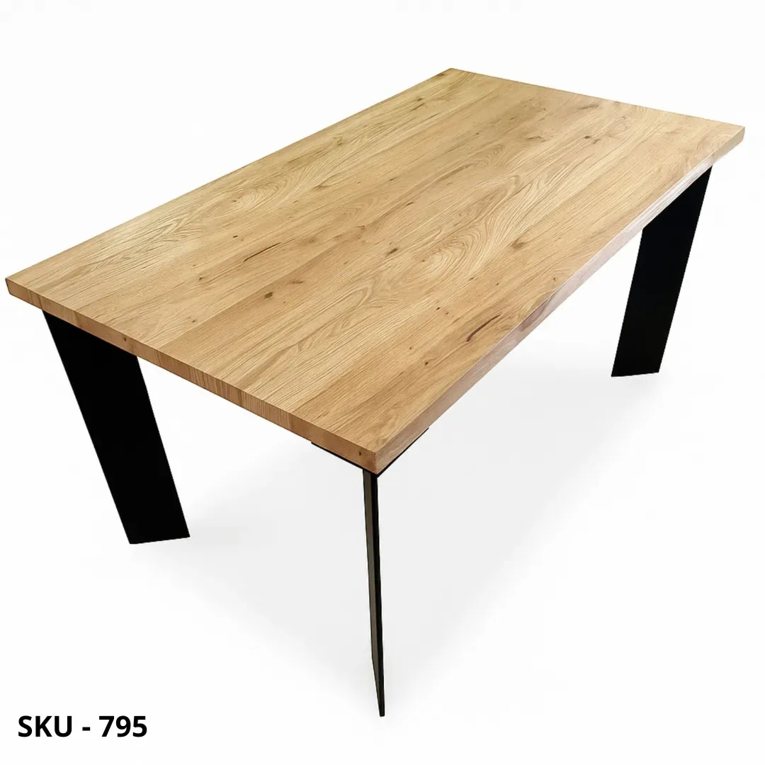 marca-design-shop-stile-moderno-stile-contemporaneo-Tavolo fisso in rovere impiallacciato con gambe in ferro