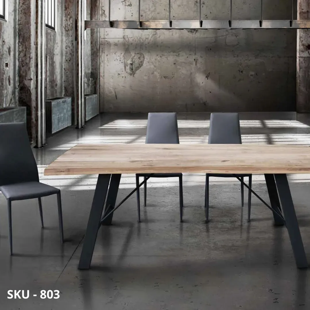 marca-design-shop-stile-moderno-stile-contemporaneo-Tavolo fisso in massello nodo aperto rovere naturale spazzolato