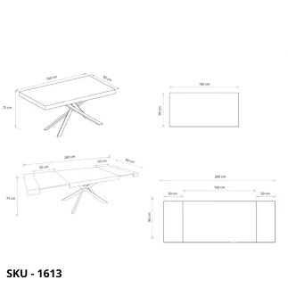 Tavolo allungabile, base in metallo, piano in nobilitato, finitura beton - Stile Moderno - Contemporaneo – Made in Italy