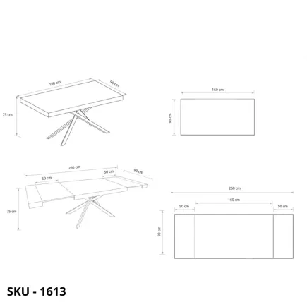 Tavolo allungabile, base in metallo, piano in nobilitato, finitura beton - Stile Moderno - Contemporaneo – Made in Italy