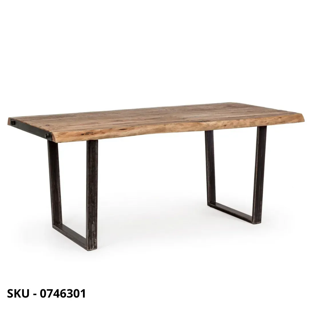 marca-design-shop-stile-moderno-stile-contemporaneo- Tavolo Fisso Elmer, piano in Legno d'Acaciaa
