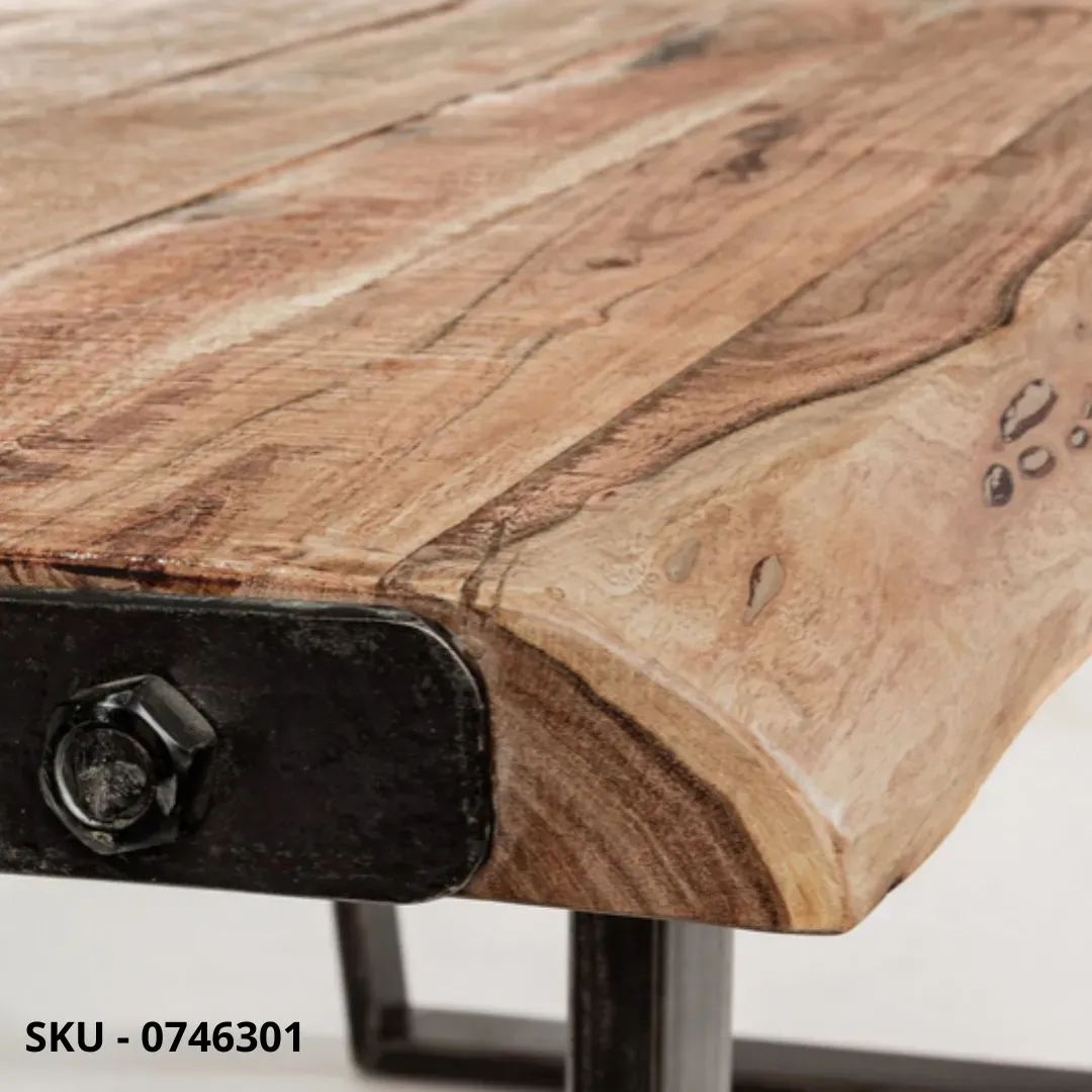 marca-design-shop-stile-moderno-stile-contemporaneo- Tavolo Fisso Elmer, piano in Legno d'Acaciaa
