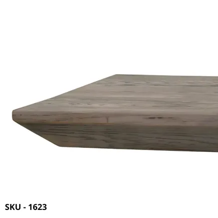Tavolo Fisso, piano in Massello Rovere Nodato, Base in Metallo, finitura Beton –  Stile Moderno - Contemporaneo – Made in Italy