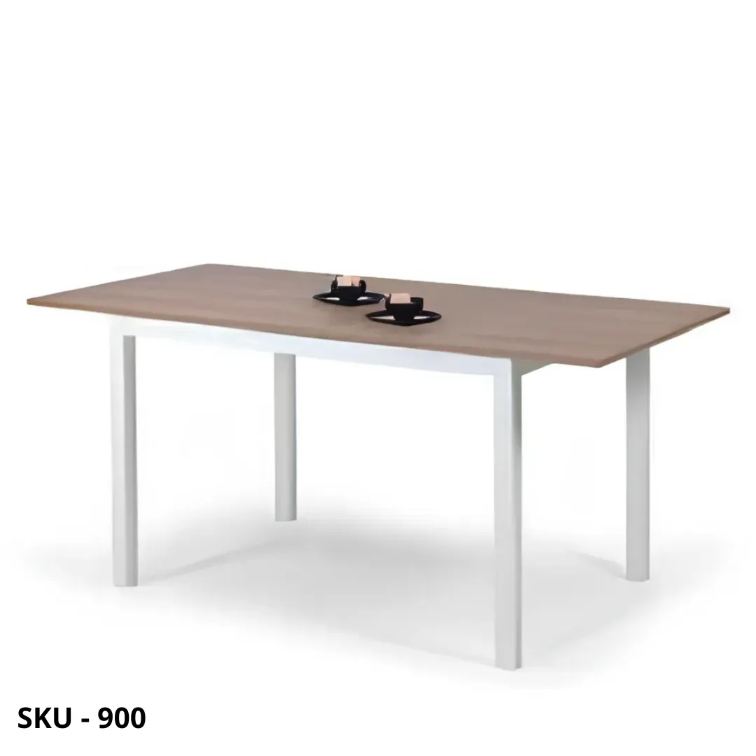marca-design-shop-stile-moderno-stile-contemporaneo-Tavolo Allungabile, piano nobilitato Rovere, Struttura In Metallo bianca
