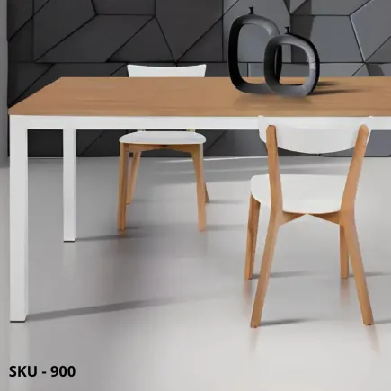 Tavolo Allungabile, piano nobilitato Rovere, Struttura In Metallo bianca - Stile Moderno - Contemporaneo – Made in Italy