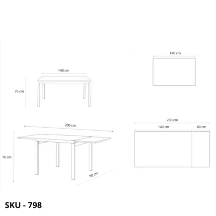Tavolo Allungabile Rovere con Struttura in Metallo, con 1 allunga – Stile Moderno - Contemporaneo – Made in Italy
