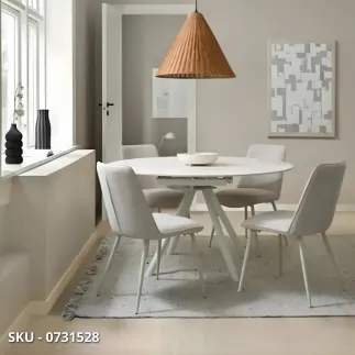 marca-design-shop-stile-moderno-stile-contemporaneo-Tavolo Allungabile Rotondo Rauni con Piano in Gres Effetto Marmo