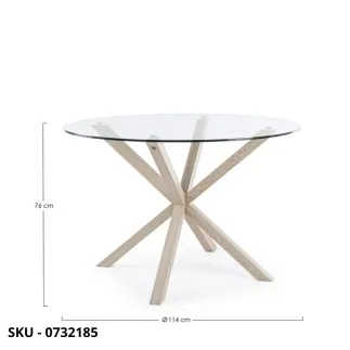 Tavolo May rotondo o rettangolare in Acciaio cromato, nero, bianco, effetto legno e Piano in Vetro – Stile Moderno