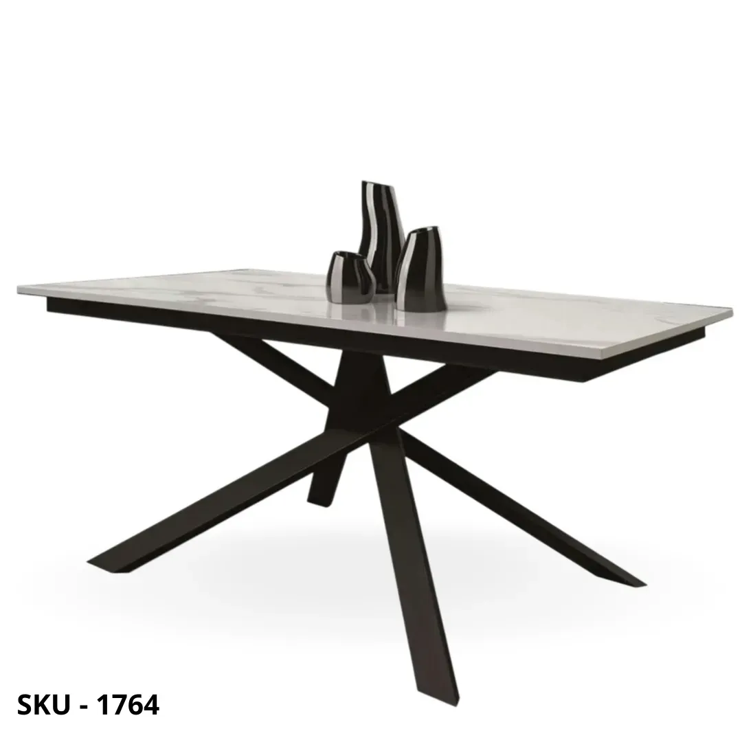 marca-design-shop-stile-moderno-stile-contemporaneo-Tavolo Allungabile in Metallo con Piano Nobilitato Effetto Marmo Statuario
