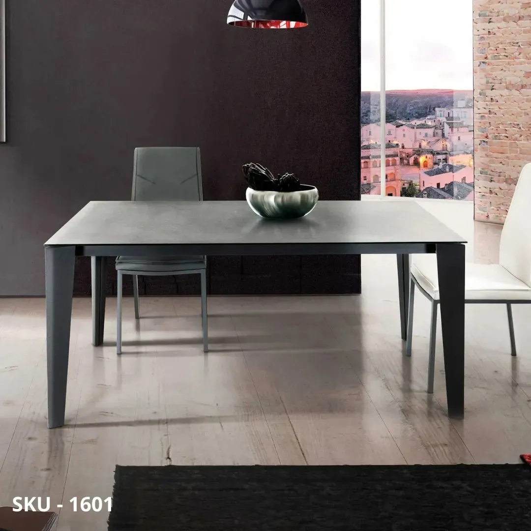marca-design-shop-stile-moderno-stile-contemporaneo-Tavolo Allungabile con Piano in Vetro Ceramica Grigio Grafite