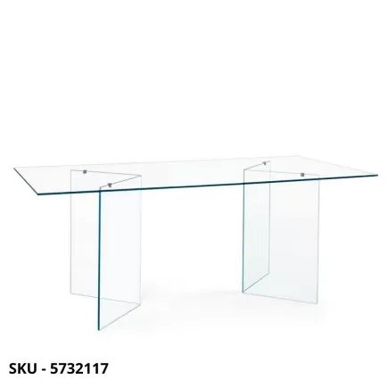 Tavolo fisso rettangolare Iride in Vetro Temperato – Stile Moderno – Contemporaneo – Made in Italy – 180x90x75 cm