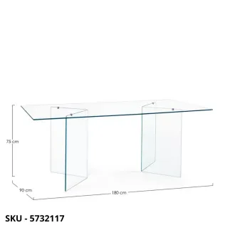 Tavolo fisso rettangolare Iride in Vetro Temperato – Stile Moderno – Contemporaneo – Made in Italy – 180x90x75 cm
