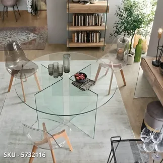 marca-design-shop-stile-moderno-stile-contemporaneo-Tavolo Rotondo Iride con Gambe in Vetro e Piano in Vetro Temperato