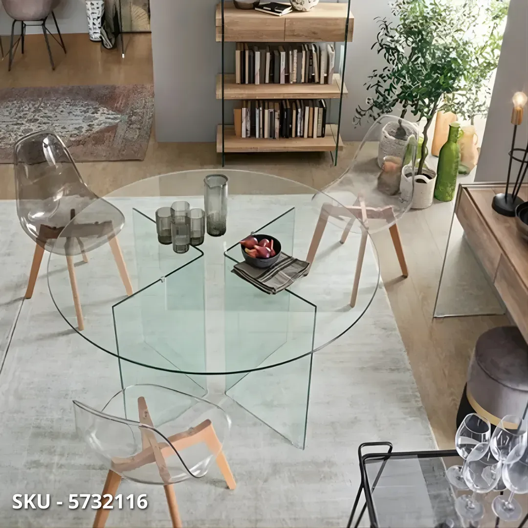 marca-design-shop-stile-moderno-stile-contemporaneo-Tavolo Rotondo Iride con Gambe in Vetro e Piano in Vetro Temperato