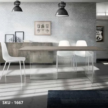 marca-design-shop-stile-moderno-stile-contemporaneo-Tavolo Massello Rovere Nodato con Base in Vetro
