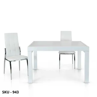 Tavolo Allungabile con Piano in Vetro e Base in Metallo – Bianco o Grigio – Stile Moderno – Contemporaneo – Made in Italy
