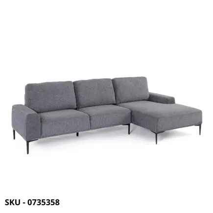 Divano Washington a 3 Posti con Penisola, Struttura in Legno e Gambe in Metallo, grigio chiaro e grigio scuro – Stile Moderno