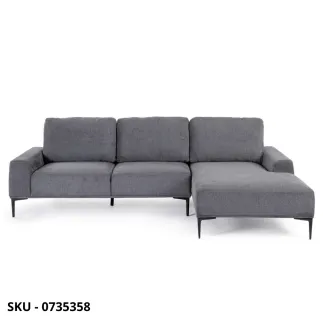 Divano Washington a 3 Posti con Penisola, Struttura in Legno e Gambe in Metallo, grigio chiaro e grigio scuro – Stile Moderno