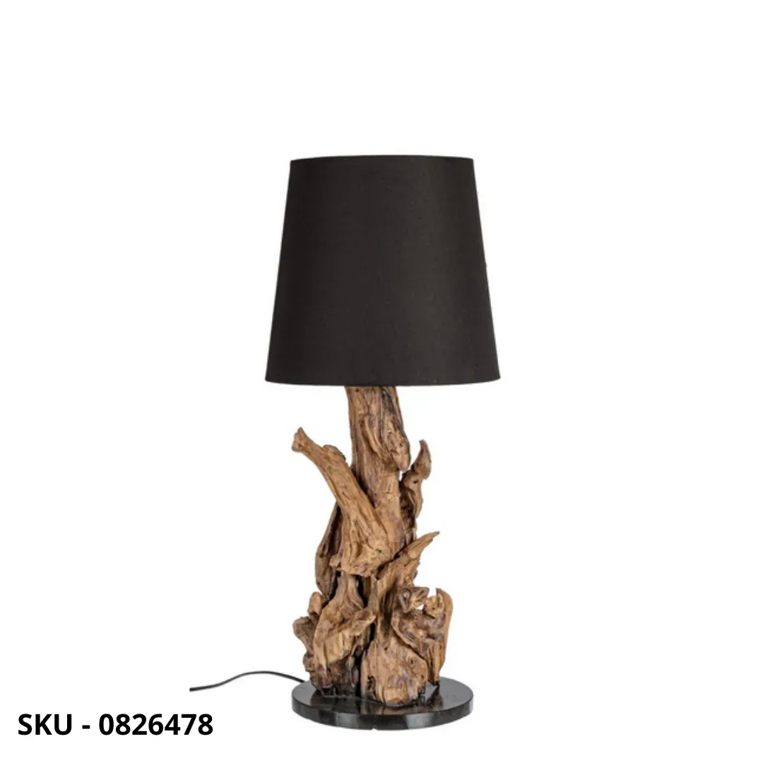 marca-design-shop-stile-moderno-stile-contemporaneo-Lampada Bluma in Legno di Teak da Tavolo e Piantana con Paralume Nero
