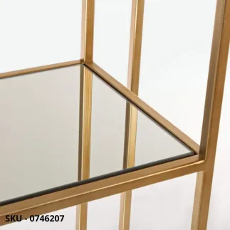 Libreria Elenor Con Struttura In Acciaio Verniciato A Polvere E Ripiani In Vetro – Finitura Oro con 3 o 4 ripiani