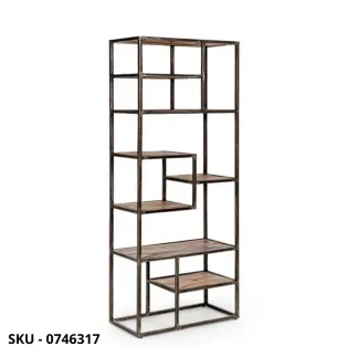 Libreria Elmer con Struttura in Acciaio Verniciato e Ripiani in Legno di Acacia – Stile Moderno – Contemporaneo