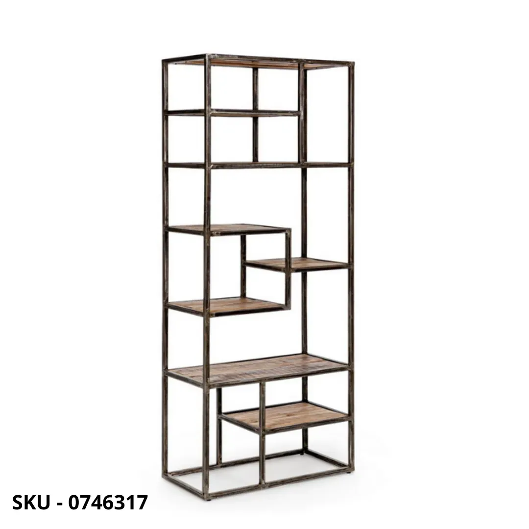 marca-design-shop-stile-moderno-stile-contemporaneo- Libreria Elmer con Struttura in Acciaio Verniciato e Ripiani
