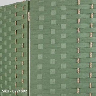 Paravento Jalila in Carta Paglia e Legno di Pioppo, marrone, verde e nero - Stile Moderno – Contemporaneo