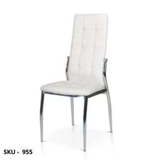 Set di 4 Sedie in Ecopelle, Bianco e  Nero con struttura in Metallo - Stile Moderno - Contemporaneo - Made in Italy
