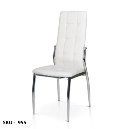Set di 4 Sedie in Ecopelle, Bianco e  Nero con struttura in Metallo - Stile Moderno - Contemporaneo - Made in Italy