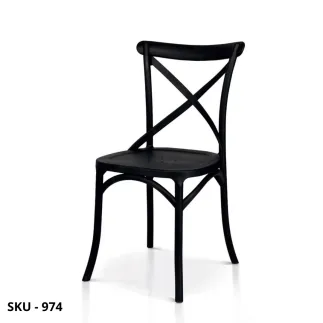 Set di 4 Sedie in Polipropilene con Schienale a Croce, Bianco, Nero, Grigio  – Stile Moderno