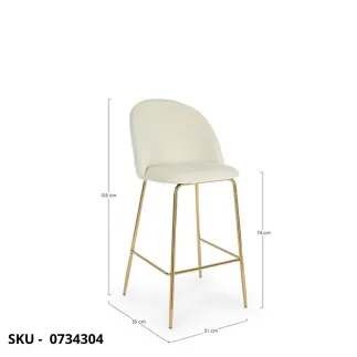 Set di 2 Sgabelli Fissi Carry con Gambe Dorate in Acciaio e Rivestimento in Velluto , Bianco, Rosa, Grigio Scuro