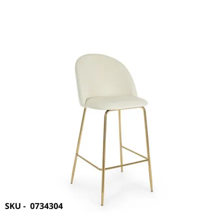 Set di 2 Sgabelli Fissi Carry con Gambe Dorate in Acciaio e Rivestimento in Velluto , Bianco, Rosa, Grigio Scuro