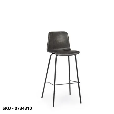 Set di 2 Sgabelli Fissi Kyra con Gambe in Acciaio Verniciato Nero e Seduta in Similpelle