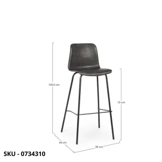 Set di 2 Sgabelli Fissi Kyra con Gambe in Acciaio Verniciato Nero e Seduta in Similpelle
