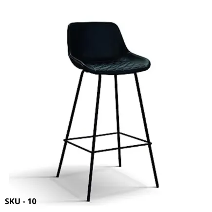 Set di 2 Sgabelli con Struttura in Metallo e Seduta Imbottita in Ecopelle, Antracite - Stile Moderno