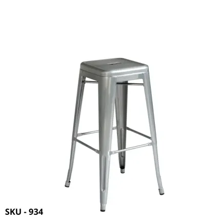 Set di 6 Sgabelli in Metallo, Grigio e Grigio scuro - Stile Moderno – Contemporaneo – Made in Italy