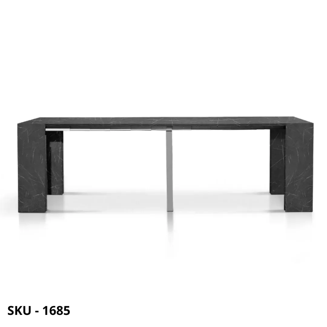 marca-design-shop-stile-moderno-stile-contemporaneo-Consolle allungabile in Nobilitato, Nera con Finitura Marmo, con 5 Allunghe